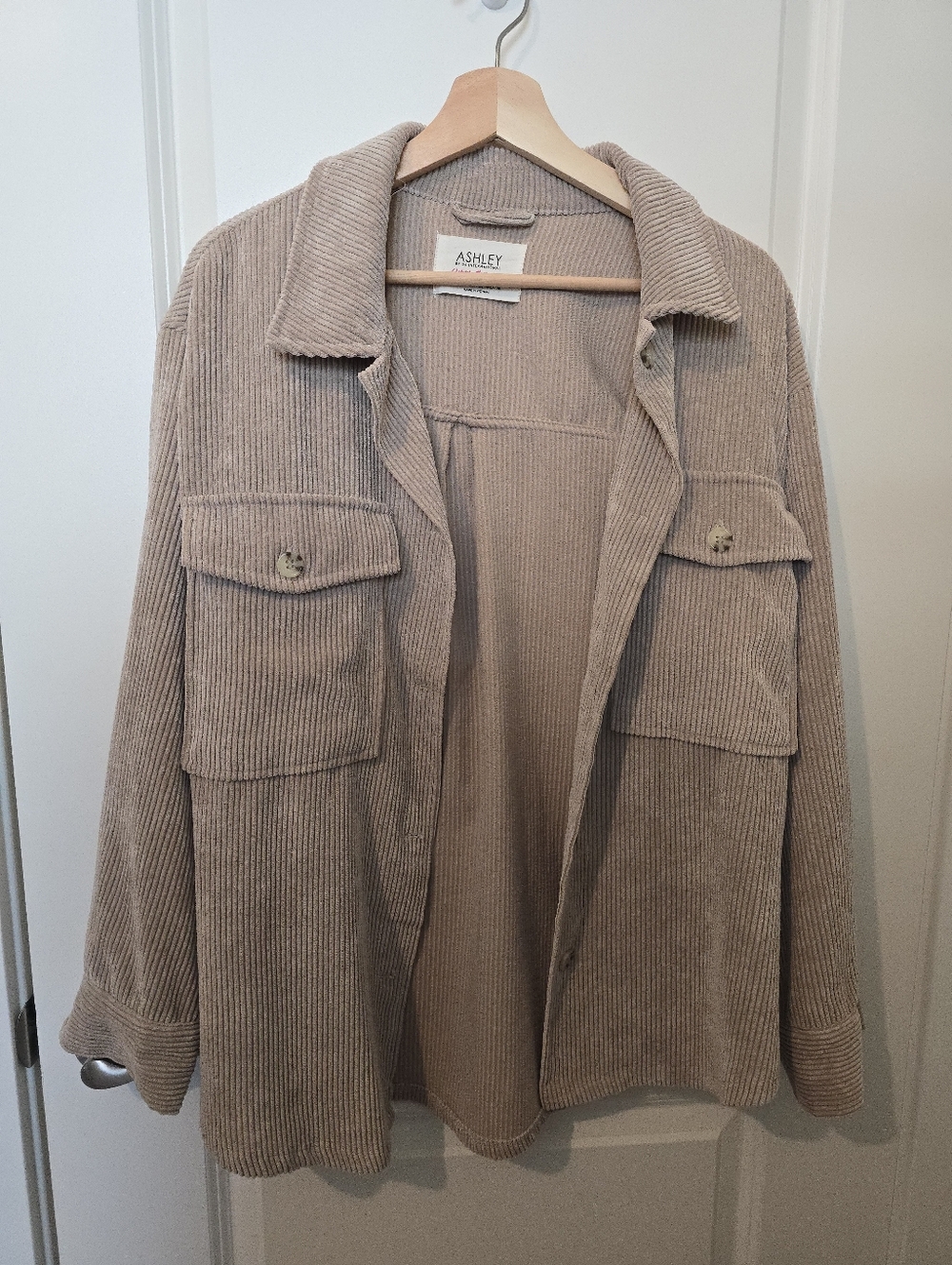 Ashley By 26 International Oversized Corduroy Shacket in Beige